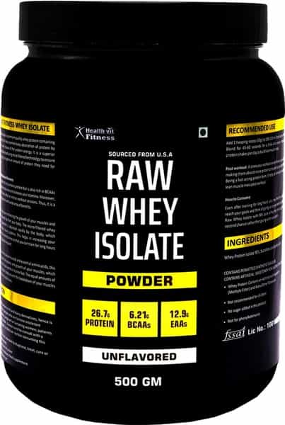 Healthvit Raw Whey Isolate Protein Supplement Powder- Unflavored (33 Serving) -500G