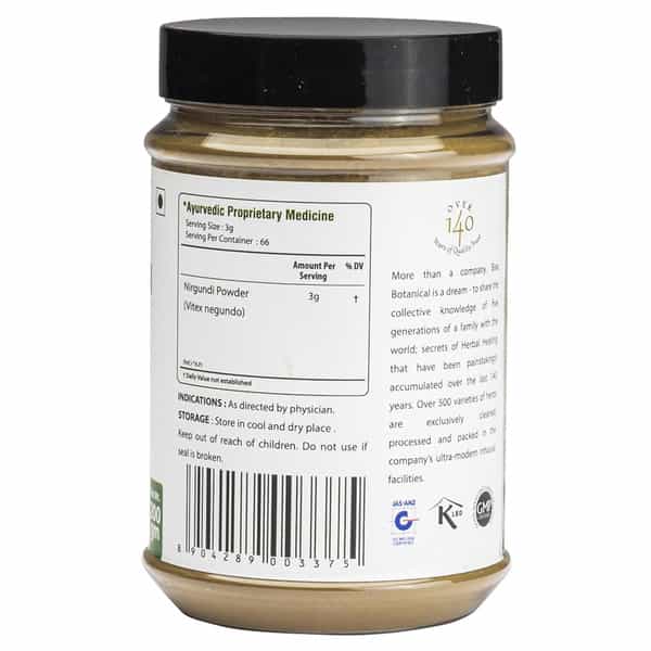 Bixa Botanical Nirgundi Leaf Powder-Supports Joint & Bone Health(200G)