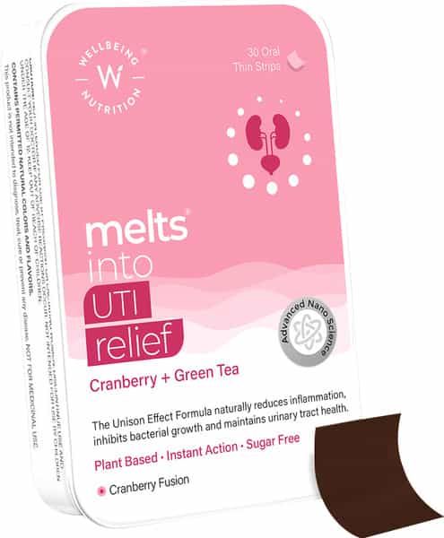 Wellbeing Nutrition Melts Uti Relief Urinary Tract Support Relieves Pain & Discomfort 30 Oral Strips