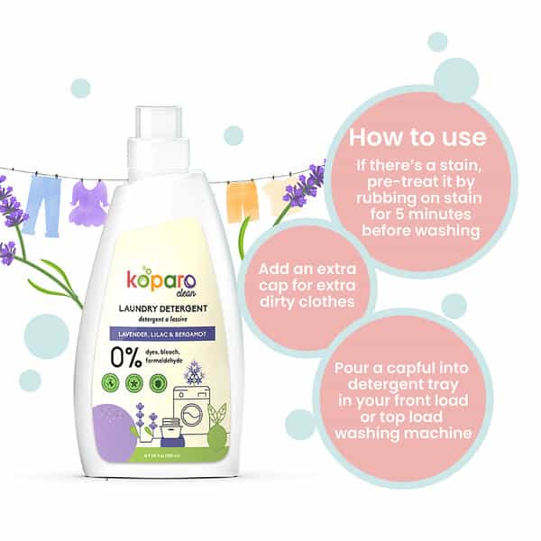 Koparo Laundry Liquid - Lavender - Natural & Non Toxic - Eco-Friendly - Tough On Stains - 500 Ml X 2