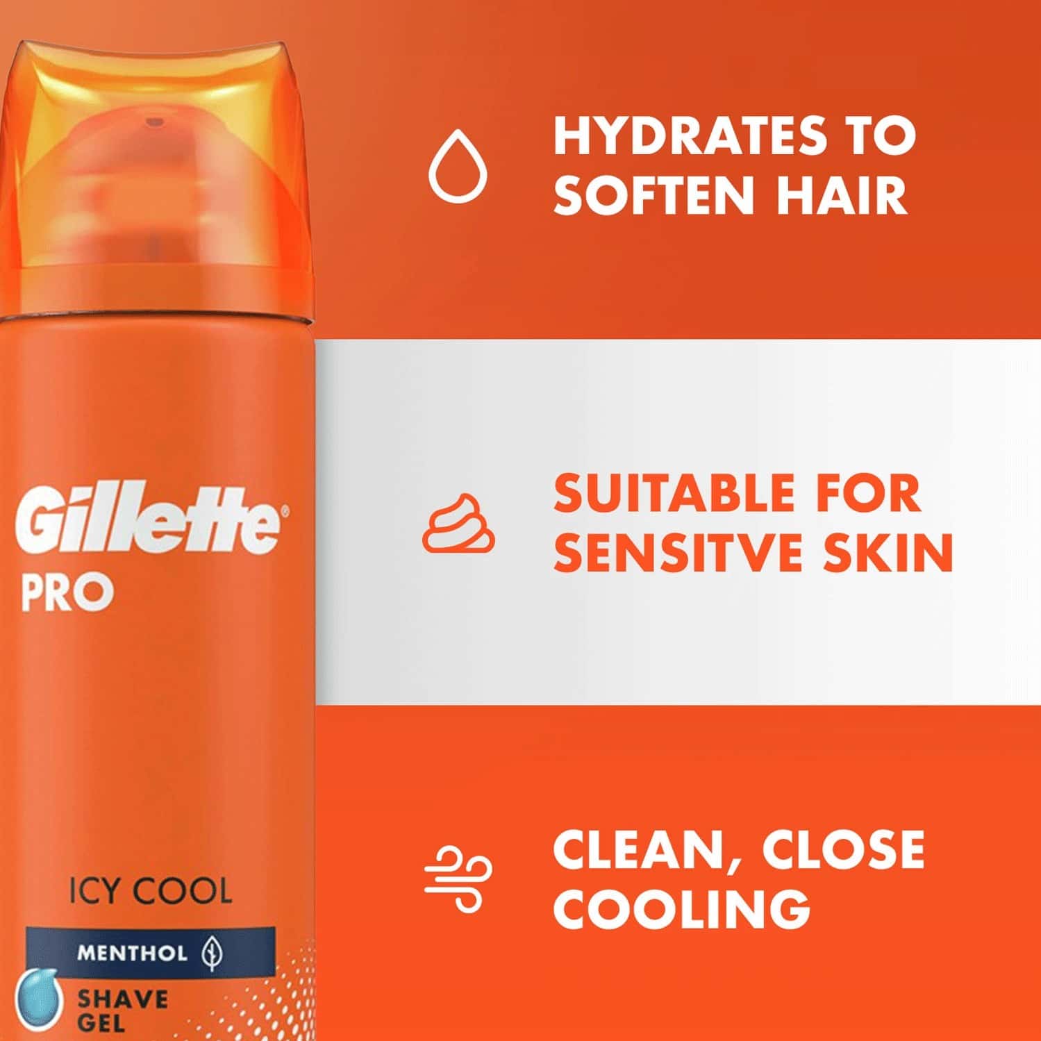 Buy GILLETTE PRO SHAVING GEL ICY COOL WITH MENTHOL200ML Online & Get
