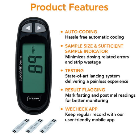 Arkray Max 01 Mini Blood Glucose Monitor With 20 Strips | Japanese Technology