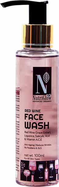 Nutriglow Advanced Organics Red Wine Face Wash 100Ml /Anti-Ageing/Red Wine Grape Extracts/ Skin Glow