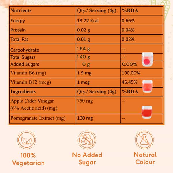 Hk Vitals Apple Cider Vinegar 750 Mg | For Weight Management | Orange | 60 Tablets