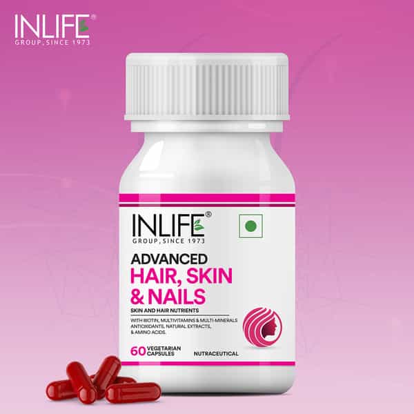 Inlife Biotin Advanced Hair Skin & Nails Supplement -Multivitamin Minerals Amino Acids -60 Cap