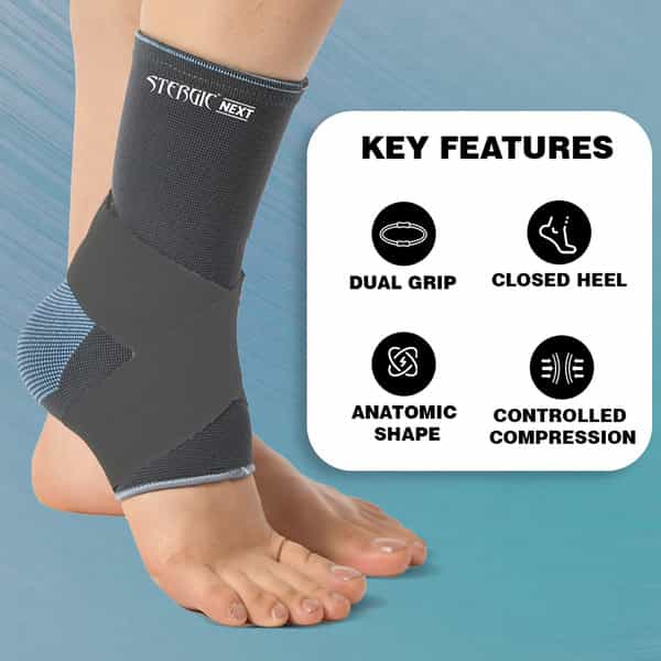 Stergic Next Ankle Support Binder Dual Grip Anatomic Fit Breathable Us Fda Approved Xl Size 1 No's