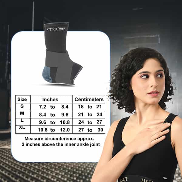 Stergic Next Ankle Support Binder Dual Grip Anatomic Fit Breathable Us Fda Approved Xl Size 1 No's