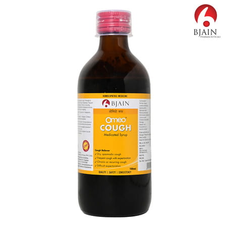 Bjain Omeo Cough Medicated Syrup | Supports Relief Throat Irritation & Chest Congestion - 100Ml