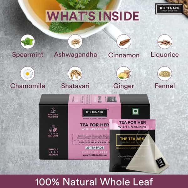 The Tea Ark Organic Spearmint Tea For Pcos Pcod For Women | 25 Tea Bags With (Shatavari & Fennel)