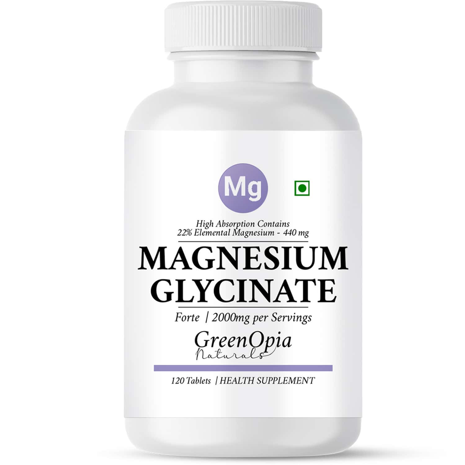 Greenopia Chelated Magnesium Glycinate 120 Vegetarian Tablets