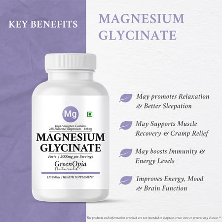 Greenopia Chelated Magnesium Glycinate 120 Vegetarian Tablets