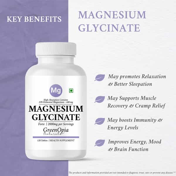 Greenopia Chelated Magnesium Glycinate 120 Vegetarian Tablets