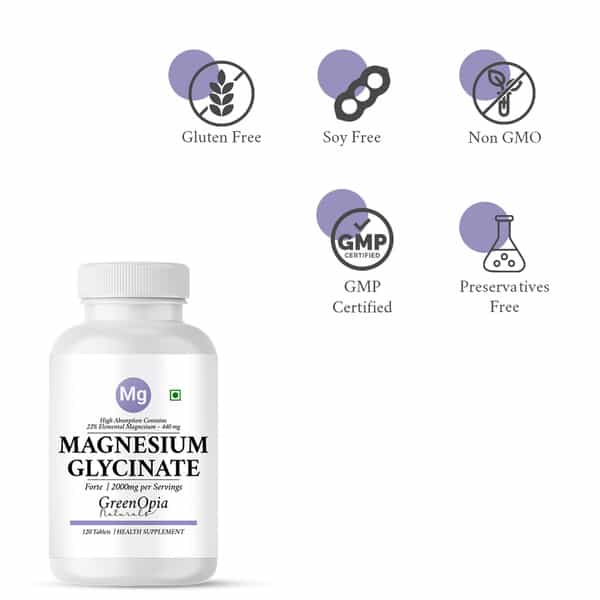 Greenopia Chelated Magnesium Glycinate 120 Vegetarian Tablets