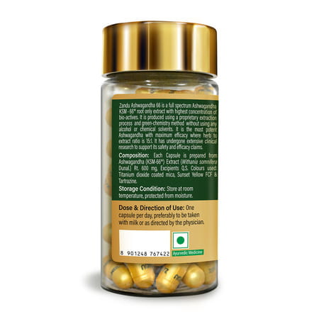 Zandu Ashwagandha 66 ( Ksm-66) Capsules 60 No'S