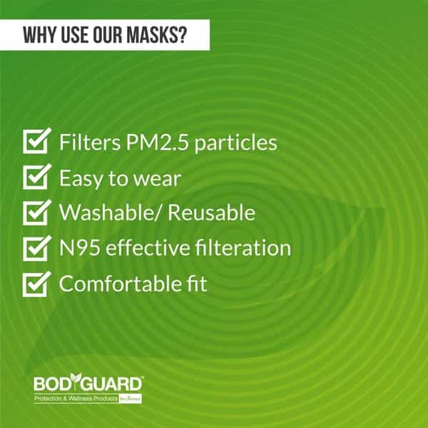 Bodyguard N95 + Pm2.5 Anti Pollution Face Mask With Activated Carbon - Large