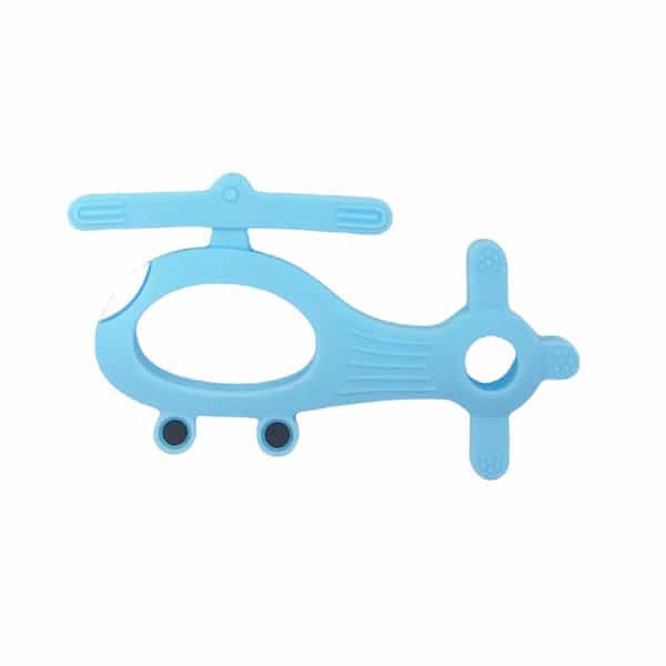 Chevalier Soft Silicone Rubber Baby Teether | Soothes Sore Gums Chew Infant Toy, Helicopter, Skyblue