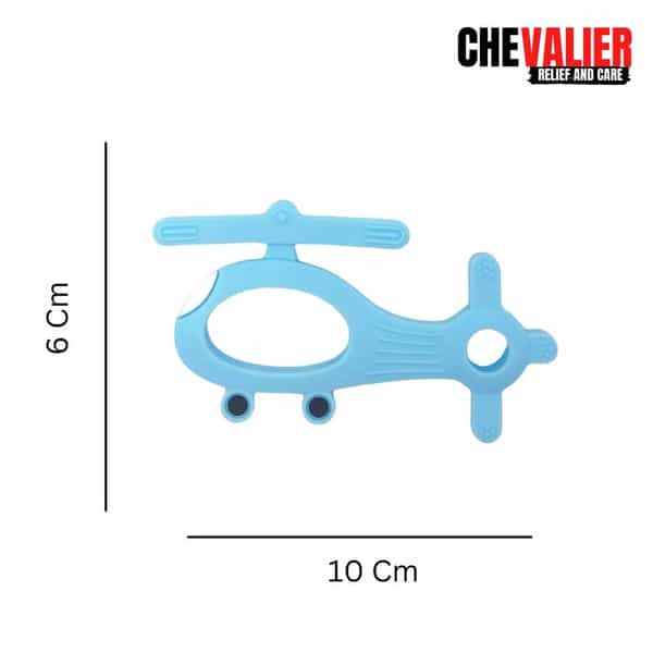 Chevalier Soft Silicone Rubber Baby Teether | Soothes Sore Gums Chew Infant Toy, Helicopter, Skyblue