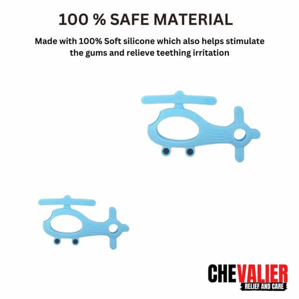 Chevalier Soft Silicone Rubber Baby Teether | Soothes Sore Gums Chew Infant Toy, Helicopter, Skyblue