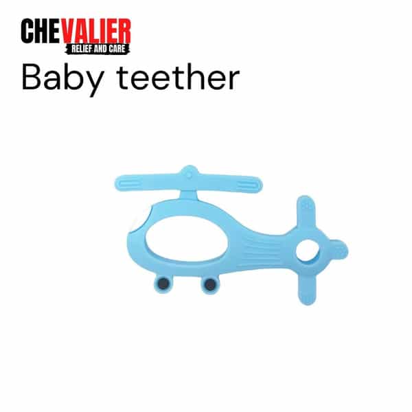 Chevalier Soft Silicone Rubber Baby Teether | Soothes Sore Gums Chew Infant Toy, Helicopter, Skyblue