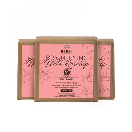 Nat Habit Milk Rosehip Bathing Soap - Reduces Wrinkles | Blackheads & Body Odor (125g)