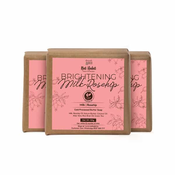 Nat Habit Milk Rosehip Bathing Soap - Reduces Wrinkles | Blackheads & Body Odor (125G)