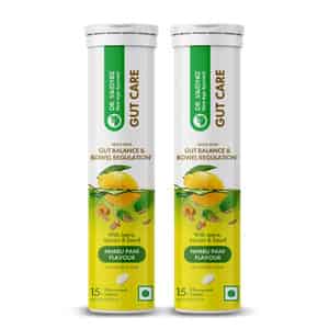 Dr. Vaidya's Gut Care Effervescent Tablets | Helps Gut Health | Nimbu Pani | 15n (pack Of 2)