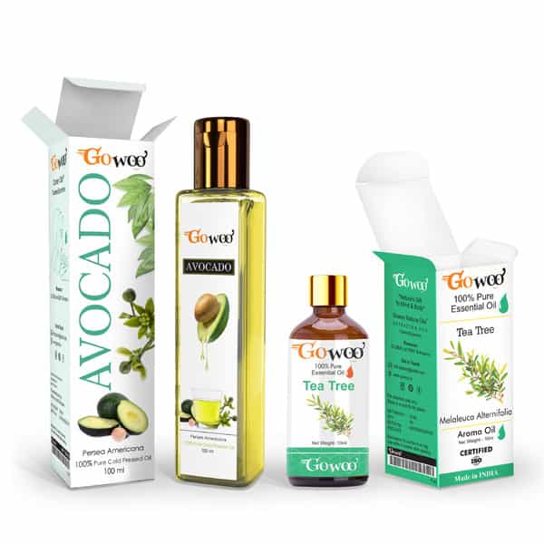 Pack Of 2 Tea Tree Essential Oil & Avocado Carrier Oil - 100% Pure & Natural Oil For Aromatherapy