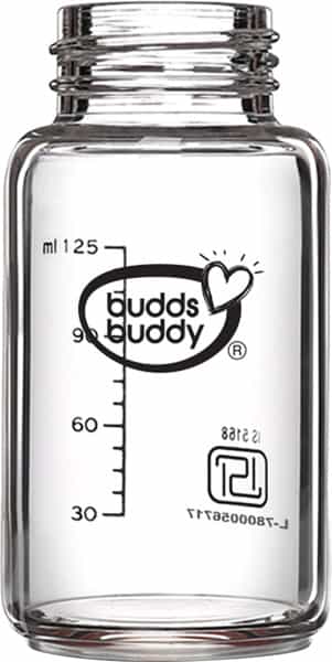 Buddsbuddy Choice+ Bpa Free Regular Neck Baby Glass Feeding Bottle Pink- 125 Ml