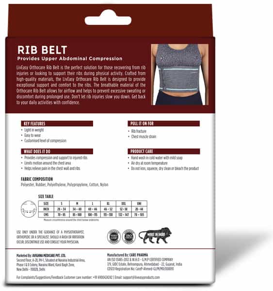 Liveasy Pro Rib Belt | L Size | 1 Nos