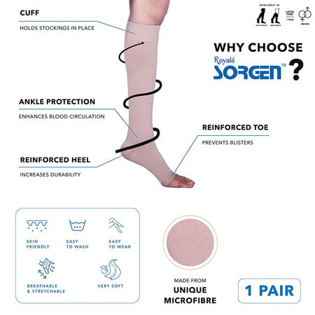 Sorgen Royale Soft Class Ii Varicose Veins Stockings Knee Length (Large)