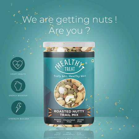 Healthy Treat Roasted Nutty Trail Mix | Protein Rich Snack For All ( 200 Gm )