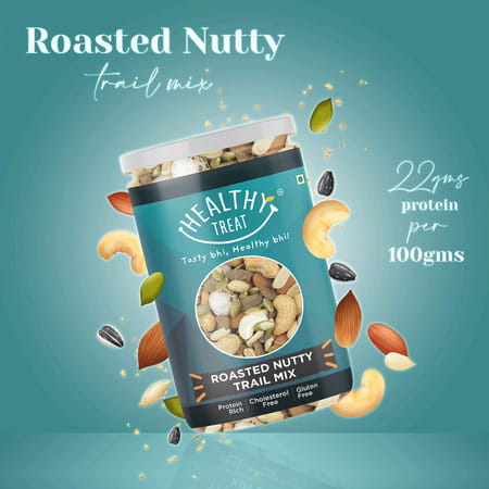 Healthy Treat Roasted Nutty Trail Mix | Protein Rich Snack For All ( 200 Gm )