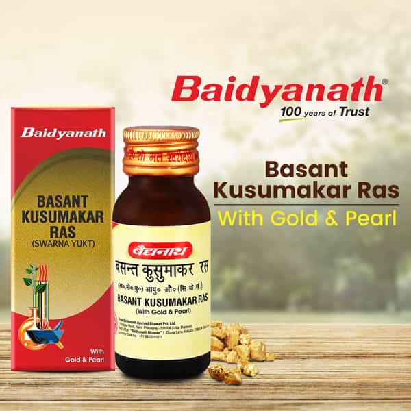 Baidyanath Ayurved Basant Kusumakar Ras 10 Tabs | Gold & Pearl | Diabetic Care