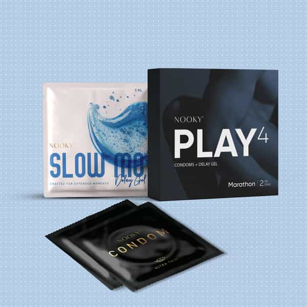 Nooky Marathon-2-In- 1 Ultra Thin Condom Kit | Natural Delay Gel + Condoms