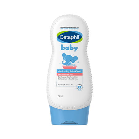 Cetaphil Baby Moisturising Bath & Wash | Aloe Vera & Almond Oil | Bottle | 230 Ml