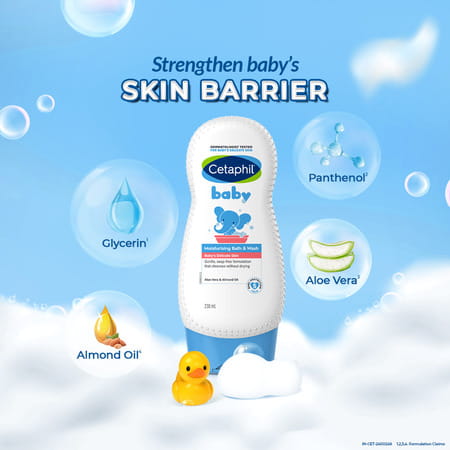 Cetaphil Baby Moisturising Bath & Wash | Aloe Vera & Almond Oil | Bottle | 230 Ml