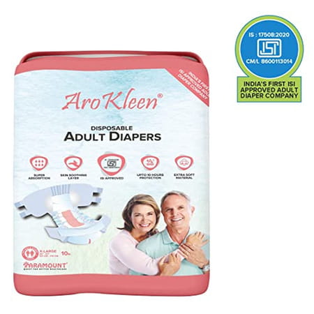 Arokleen Adult Diaper Tape Style Extra Large (Waist Size: 127 Cm-170 Cm) 10 Pcs Per Packet Pack Of 1