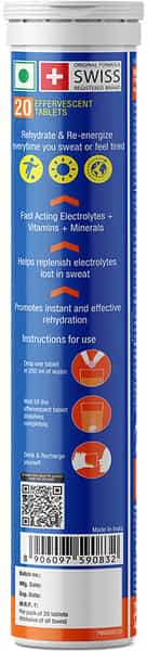 Fast&Up Reload Hydration & Energy Drink With Electrolytes - Effervescent Tablets- Orange(20 Tablets)