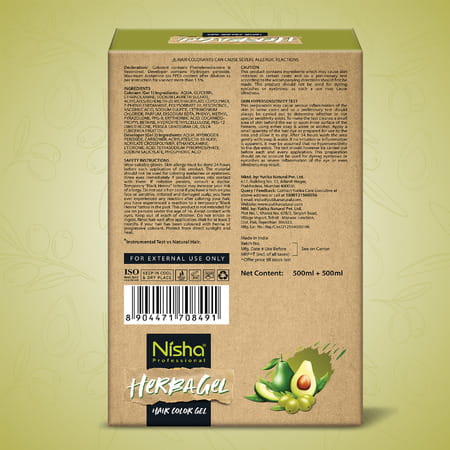 Nisha Herbagel Hair And Beard Colour Gel Original Black 1000ml | Ammonia Free | No Parabens | Vegan