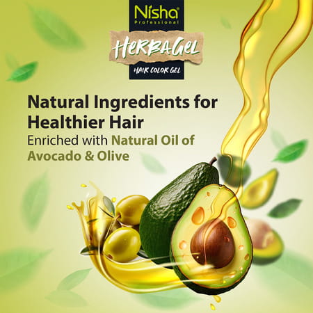 Nisha Herbagel Hair And Beard Colour Gel Original Black 1000ml | Ammonia Free | No Parabens | Vegan