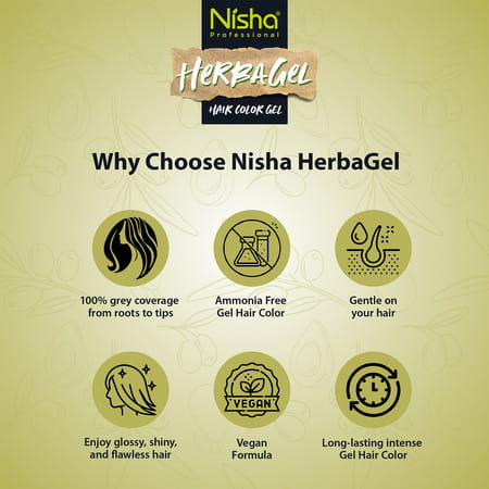 Nisha Herbagel Hair And Beard Colour Gel Original Black 1000ml | Ammonia Free | No Parabens | Vegan