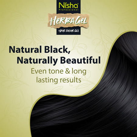 Nisha Herbagel Hair And Beard Colour Gel Original Black 1000ml | Ammonia Free | No Parabens | Vegan