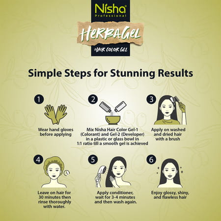 Nisha Herbagel Hair And Beard Colour Gel Original Black 1000ml | Ammonia Free | No Parabens | Vegan