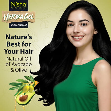 Nisha Herbagel Hair And Beard Colour Gel Original Black 1000ml | Ammonia Free | No Parabens | Vegan