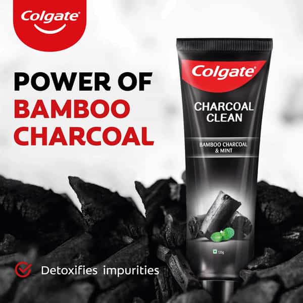 Colgate Charcoal Clean Toothpaste Black Gel Paste Bamboo Charcoal And Wintergreen Mint-120Gx4-480G