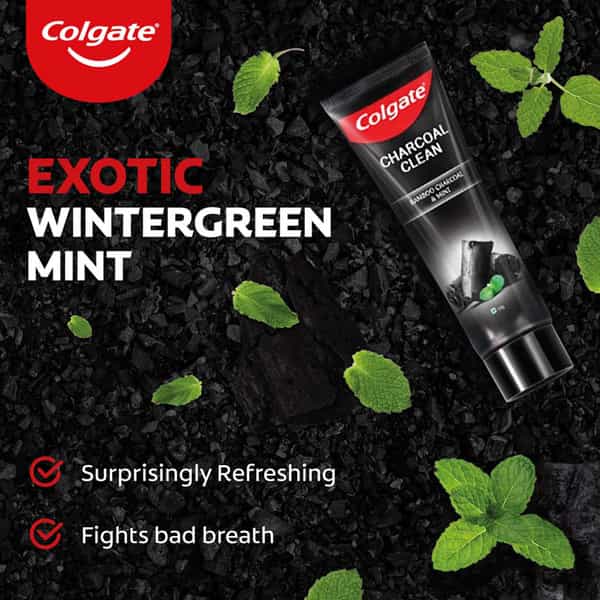 Colgate Charcoal Clean Toothpaste Black Gel Paste Bamboo Charcoal And Wintergreen Mint-120Gx4-480G