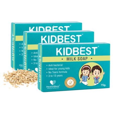 Healthbest Kidbest Milk Soap For Kids|Anti-Bacterial|Normal Sensitive & Dry Skin (3x Pack)