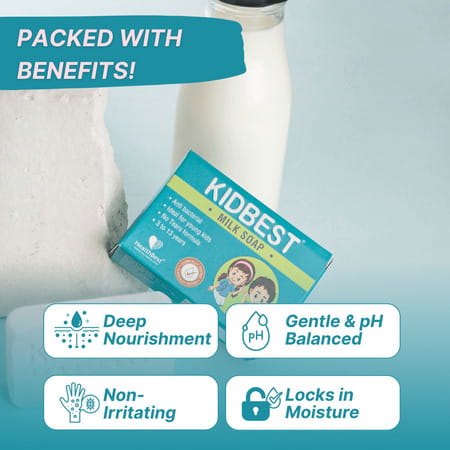 Healthbest Kidbest Milk Soap For Kids|Anti-Bacterial|Normal Sensitive & Dry Skin (3x Pack)
