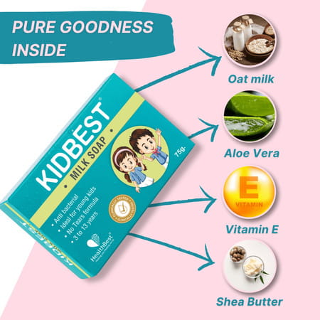Healthbest Kidbest Milk Soap For Kids|Anti-Bacterial|Normal Sensitive & Dry Skin (3x Pack)