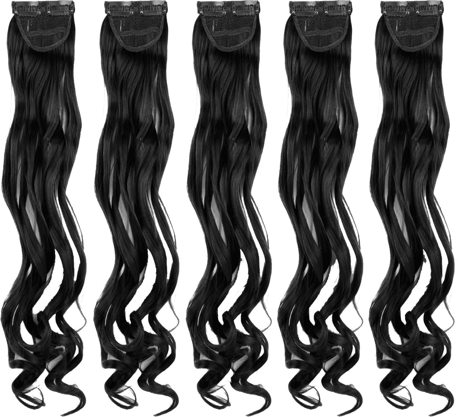 Streak Street Clip-In 20" Curly Natural Black Side Patches (5pcs Set)